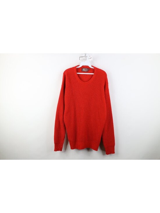 Vintage Other - Vintage 70s 80s Streetwear Mens Large Blank Chunky Ribbed Knit Sweater Red USA